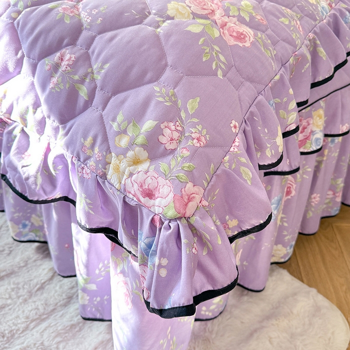 91家纺网 家纺一手货源 找家纺 优家居 2025新品水洗棉全夹棉床裙四件套韩版糯糯棉水洗皱皱纱床罩花边被套枕套直播爆款 秘园絮语