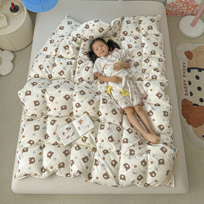 91家纺网 家纺一手货源 找家纺 暖羽屋羽绒馆  2025新款儿童95白鹅绒被1.5米学生纯棉羽绒被子 鹅绒被芯婴幼儿加厚春秋被羽绒冬被 饼干小熊