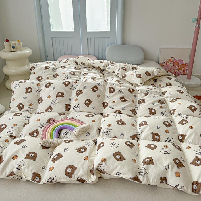 91家纺网 家纺一手货源 找家纺 暖羽屋羽绒馆  2025新款儿童95白鹅绒被1.5米学生纯棉羽绒被子 鹅绒被芯婴幼儿加厚春秋被羽绒冬被 饼干小熊