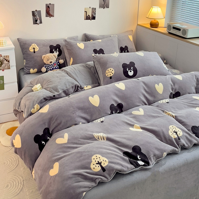 91家纺网 家纺一手货源 找家纺 （总）西引力 2025新款亲肤舒适加厚牛奶绒印花四件套