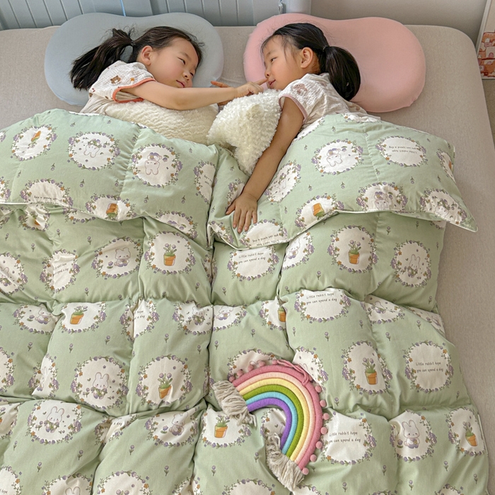 91家纺网 家纺一手货源 找家纺 暖羽屋羽绒馆  2025新款儿童95白鹅绒被1.5米学生纯棉羽绒被子 鹅绒被芯婴幼儿加厚春秋被羽绒冬被 青青小兔