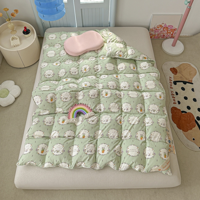 91家纺网 家纺一手货源 找家纺 暖羽屋羽绒馆  2025新款儿童95白鹅绒被1.5米学生纯棉羽绒被子 鹅绒被芯婴幼儿加厚春秋被羽绒冬被 青青小兔