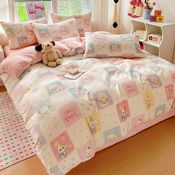 91家纺网 家纺一手货源 找家纺 （总）西引力 2025新款亲肤舒适加厚牛奶绒印花四件套