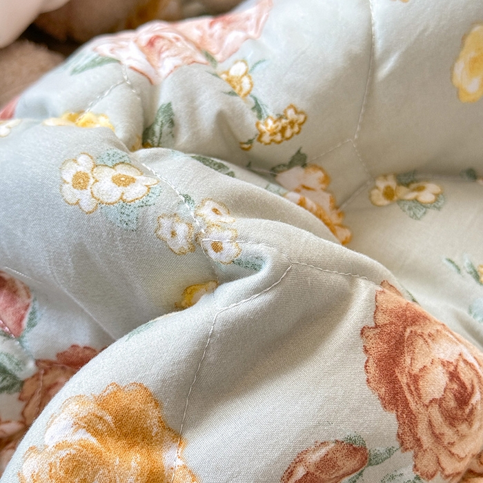 91家纺网 家纺一手货源 找家纺 优家居 2025新品水洗棉全夹棉床裙四件套韩版糯糯棉水洗皱皱纱床罩花边被套枕套直播爆款 花花田园