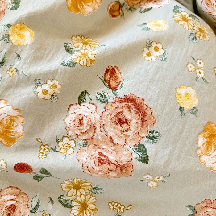 91家纺网 家纺一手货源 找家纺 优家居 2025新品水洗棉全夹棉床裙四件套韩版糯糯棉水洗皱皱纱床罩花边被套枕套直播爆款 花花田园