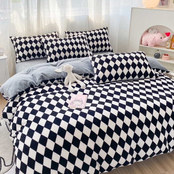 91家纺网 家纺一手货源 找家纺 （总）西引力 2025新款亲肤舒适加厚牛奶绒印花四件套