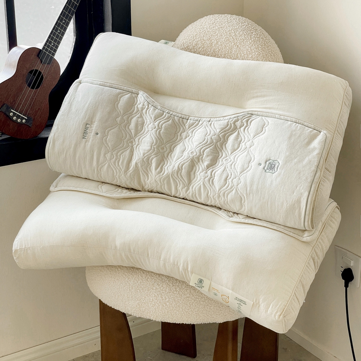 91家纺网 家纺一手货源 找家纺 （总）亦帆枕芯 2025秋冬新款深养棉麻护颈枕养生枕头枕芯