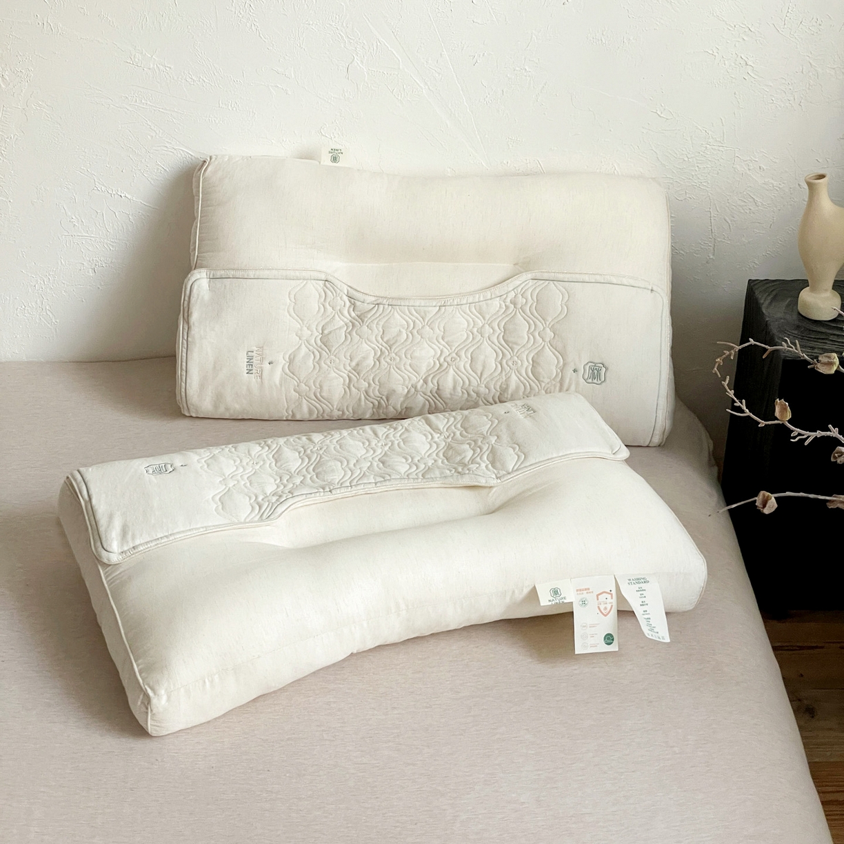 91家纺网 家纺一手货源 找家纺 （总）亦帆枕芯 2025秋冬新款深养棉麻护颈枕养生枕头枕芯