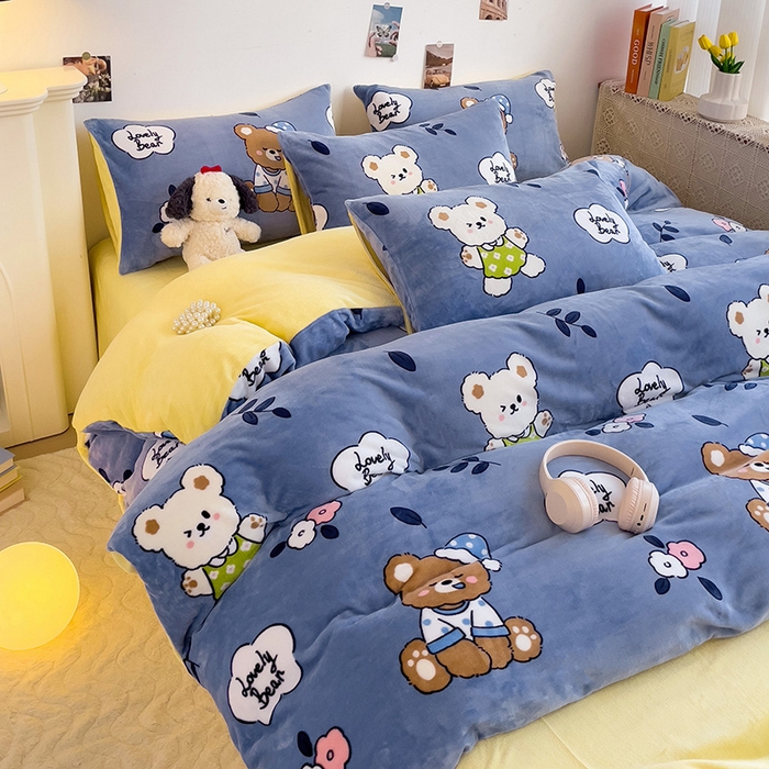 91家纺网 家纺一手货源 找家纺 （总）西引力 2025新款亲肤舒适加厚牛奶绒印花四件套