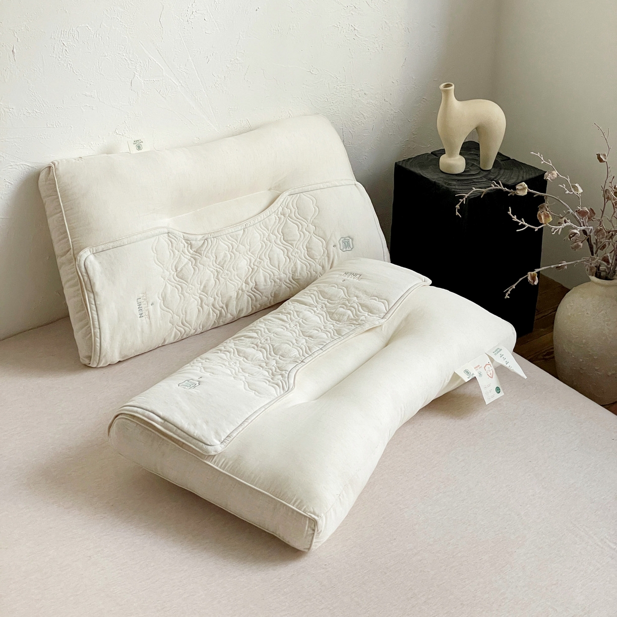 91家纺网 家纺一手货源 找家纺 亦帆枕芯 2025秋冬新款深养棉麻护颈枕养生枕头枕芯 单只装-深养棉麻护颈枕