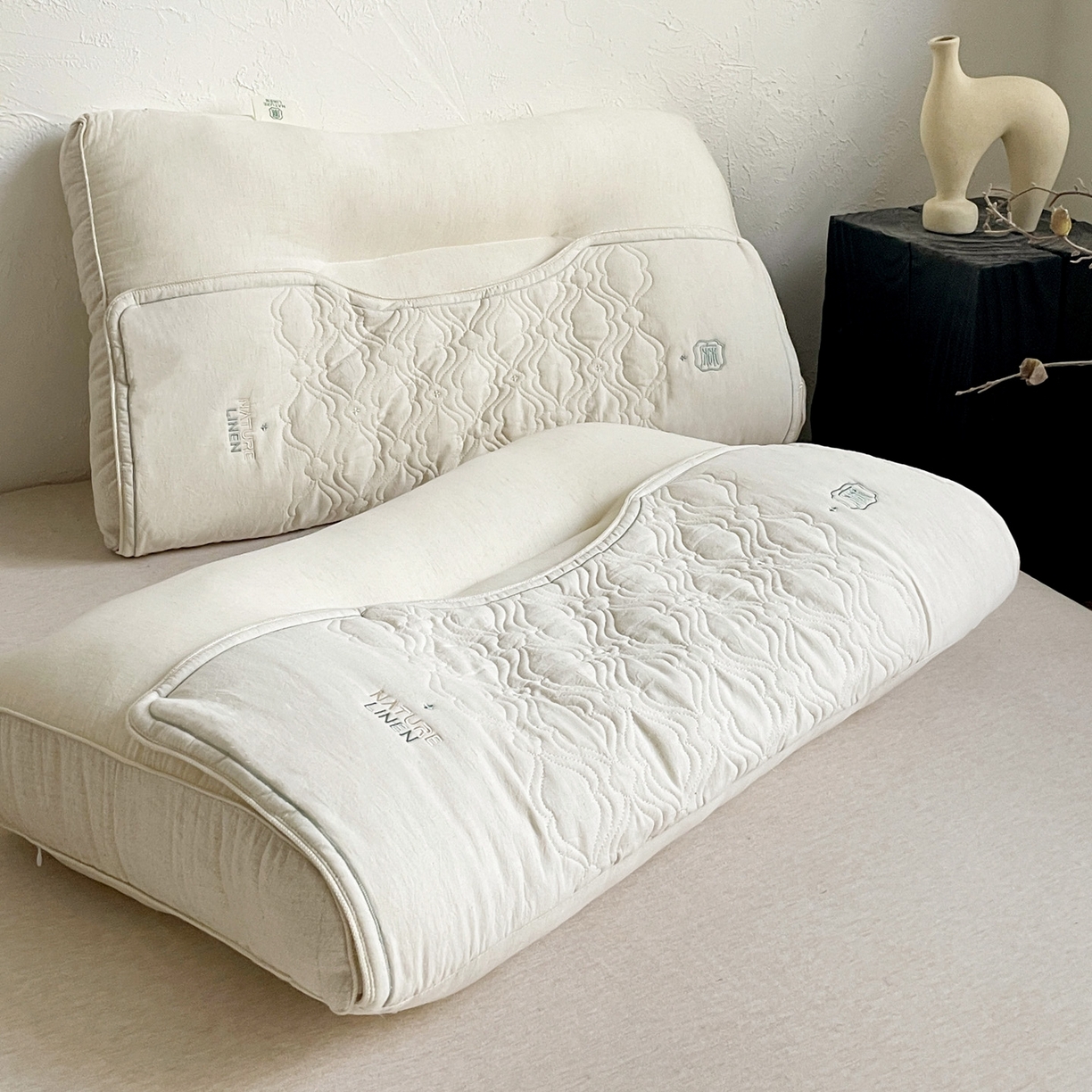 91家纺网 家纺一手货源 找家纺 亦帆枕芯 2025秋冬新款深养棉麻护颈枕养生枕头枕芯 单只装-深养棉麻护颈枕