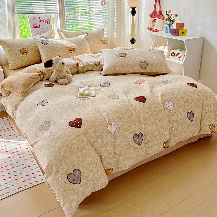 91家纺网 家纺一手货源 找家纺 （总）西引力 2025新款亲肤舒适加厚牛奶绒印花四件套