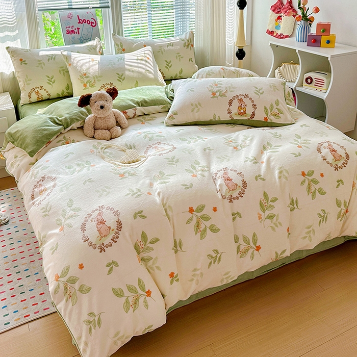 91家纺网 家纺一手货源 找家纺 （总）西引力 2025新款亲肤舒适加厚牛奶绒印花四件套