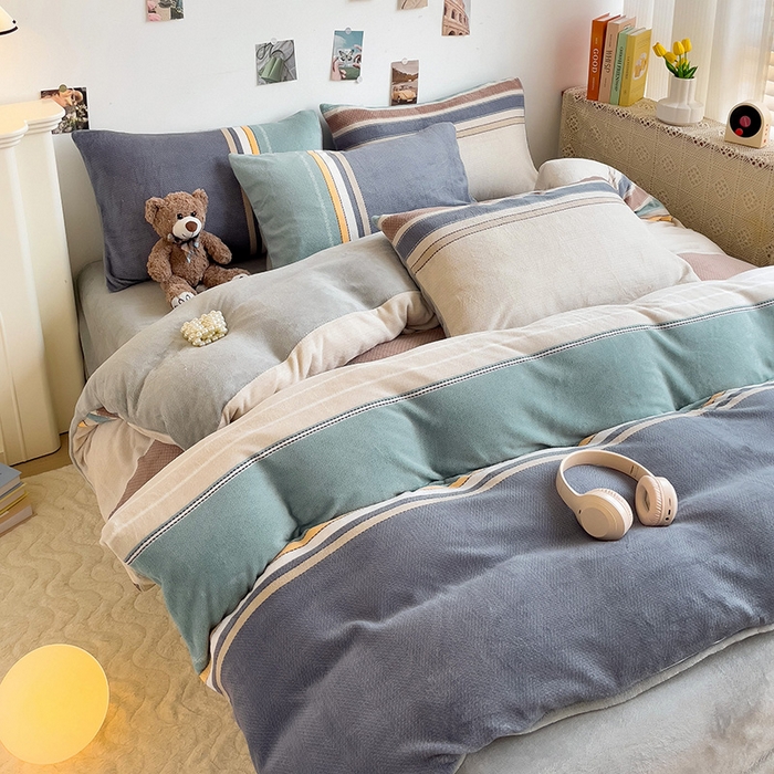 91家纺网 家纺一手货源 找家纺 （总）西引力 2025新款亲肤舒适加厚牛奶绒印花四件套