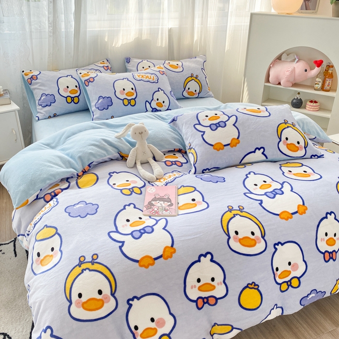 91家纺网 家纺一手货源 找家纺 （总）西引力 2025新款亲肤舒适加厚牛奶绒印花四件套