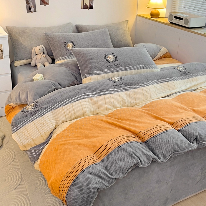 91家纺网 家纺一手货源 找家纺 （总）西引力 2025新款亲肤舒适加厚牛奶绒印花四件套