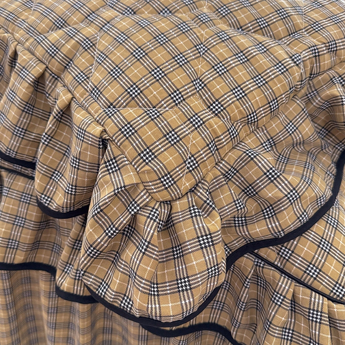 91家纺网 家纺一手货源 找家纺 优家居 2025新品水洗棉全夹棉床裙四件套韩版糯糯棉水洗皱皱纱床罩花边被套枕套直播爆款 巴宝格-咖