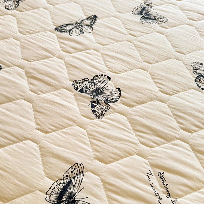 91家纺网 家纺一手货源 找家纺 优家居 2025新品水洗棉全夹棉床裙四件套韩版糯糯棉水洗皱皱纱床罩花边被套枕套直播爆款 蝶舞芳华