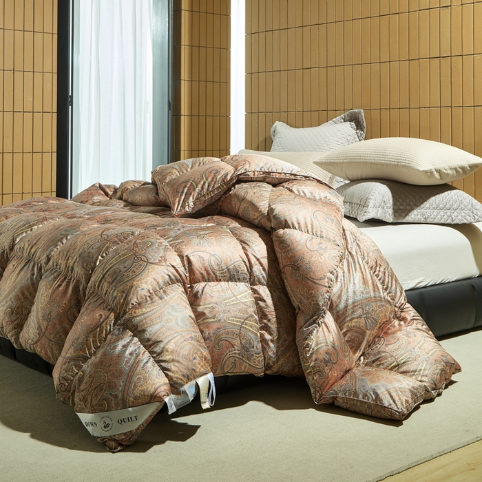 91家纺网 家纺一手货源 找家纺 （总）暖羽屋羽绒馆  2025新款绒子95白鹅绒被子 印花羽绒被芯双人加厚 2米冬被春秋被