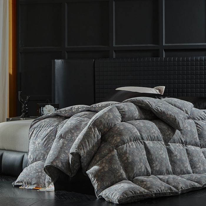 91家纺网 家纺一手货源 找家纺 暖羽屋羽绒馆  2025新款绒子95白鹅绒被子 印花羽绒被芯双人加厚 2米冬被春秋被 花语