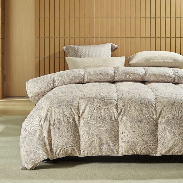 91家纺网 家纺一手货源 找家纺 暖羽屋羽绒馆  2025新款绒子95白鹅绒被子 印花羽绒被芯双人加厚 2米冬被春秋被 莱斯