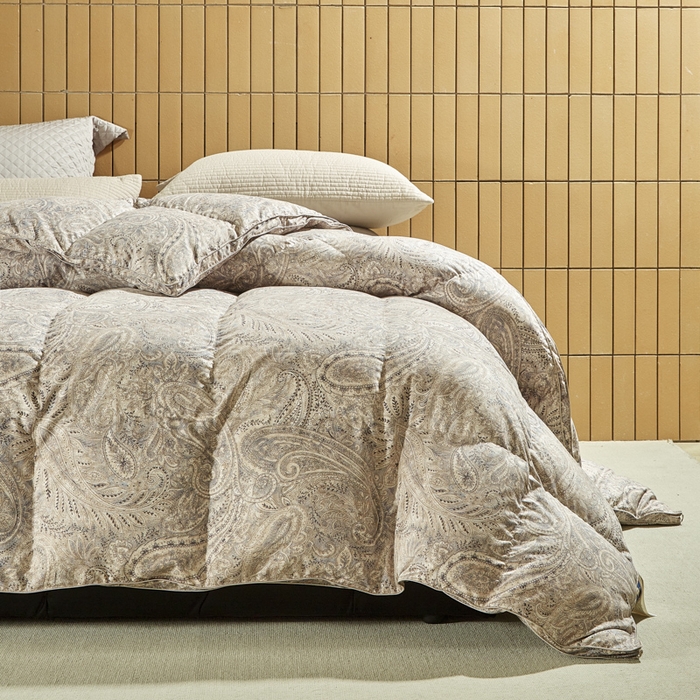 91家纺网 家纺一手货源 找家纺 暖羽屋羽绒馆  2025新款绒子95白鹅绒被子 印花羽绒被芯双人加厚 2米冬被春秋被 莱斯