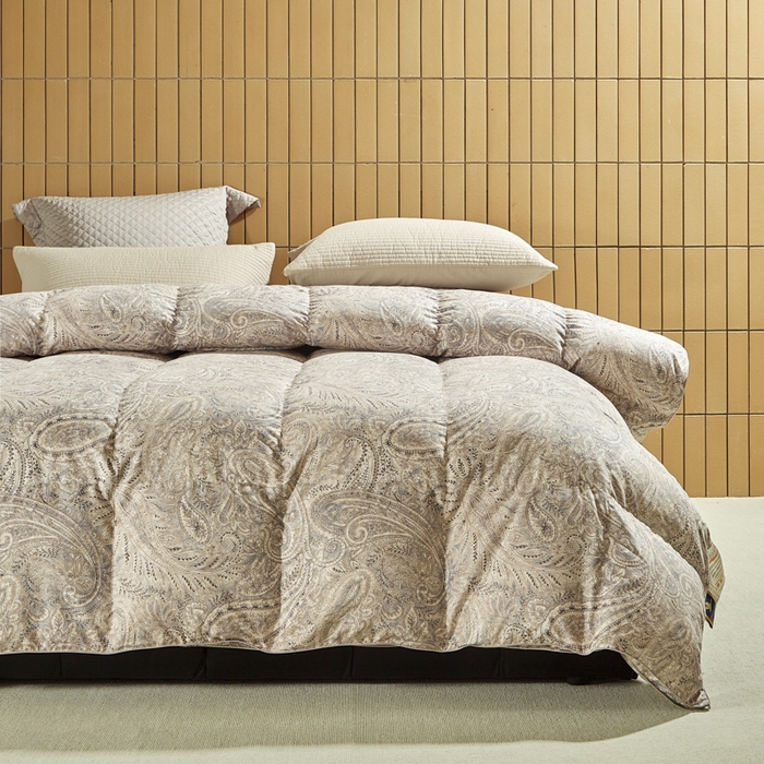 91家纺网 家纺一手货源 找家纺 暖羽屋羽绒馆  2025新款绒子95白鹅绒被子 印花羽绒被芯双人加厚 2米冬被春秋被 莱斯