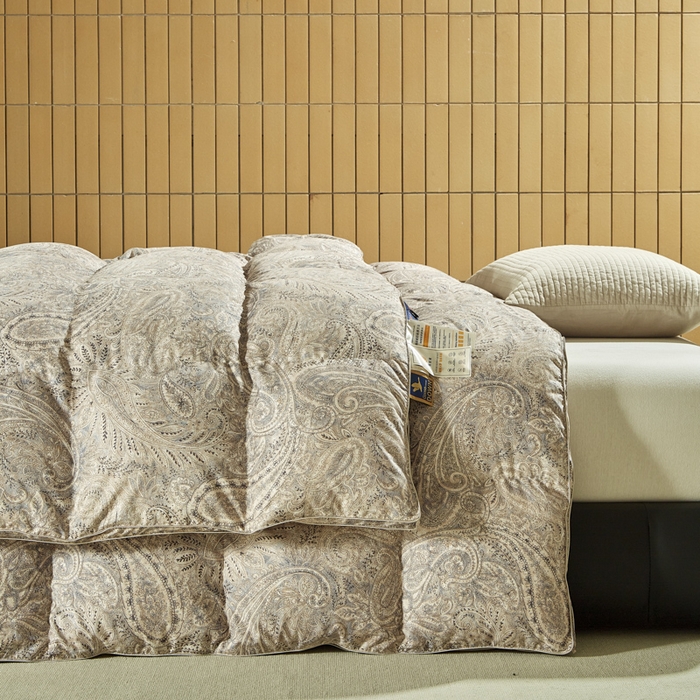 91家纺网 家纺一手货源 找家纺 暖羽屋羽绒馆  2025新款绒子95白鹅绒被子 印花羽绒被芯双人加厚 2米冬被春秋被 莱斯