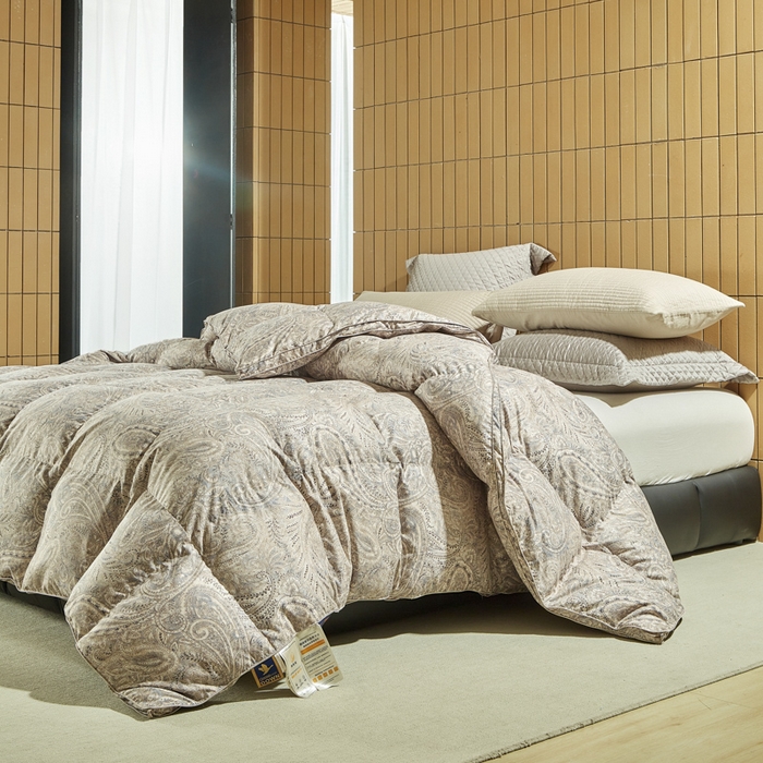 91家纺网 家纺一手货源 找家纺 暖羽屋羽绒馆  2025新款绒子95白鹅绒被子 印花羽绒被芯双人加厚 2米冬被春秋被 莱斯