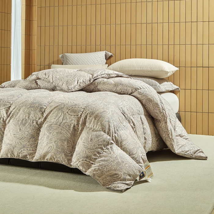 91家纺网 家纺一手货源 找家纺 暖羽屋羽绒馆  2025新款绒子95白鹅绒被子 印花羽绒被芯双人加厚 2米冬被春秋被 莱斯