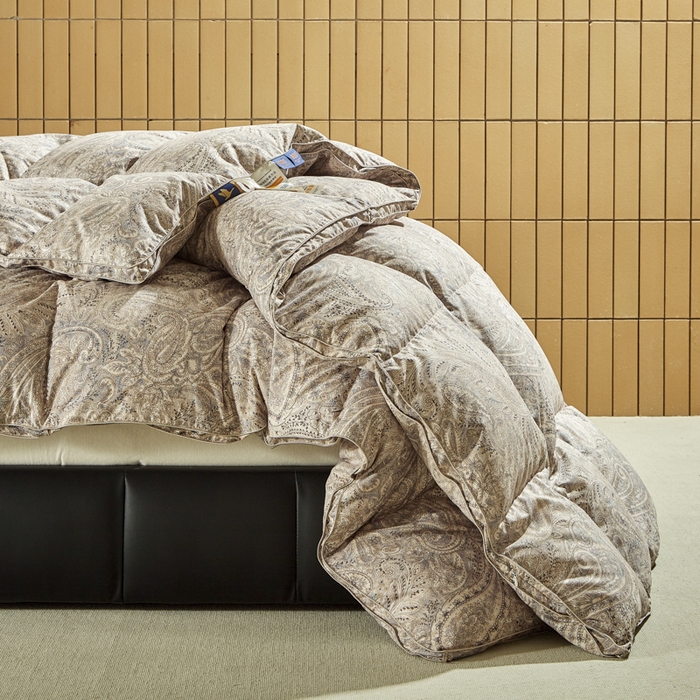 91家纺网 家纺一手货源 找家纺 暖羽屋羽绒馆  2025新款绒子95白鹅绒被子 印花羽绒被芯双人加厚 2米冬被春秋被 莱斯