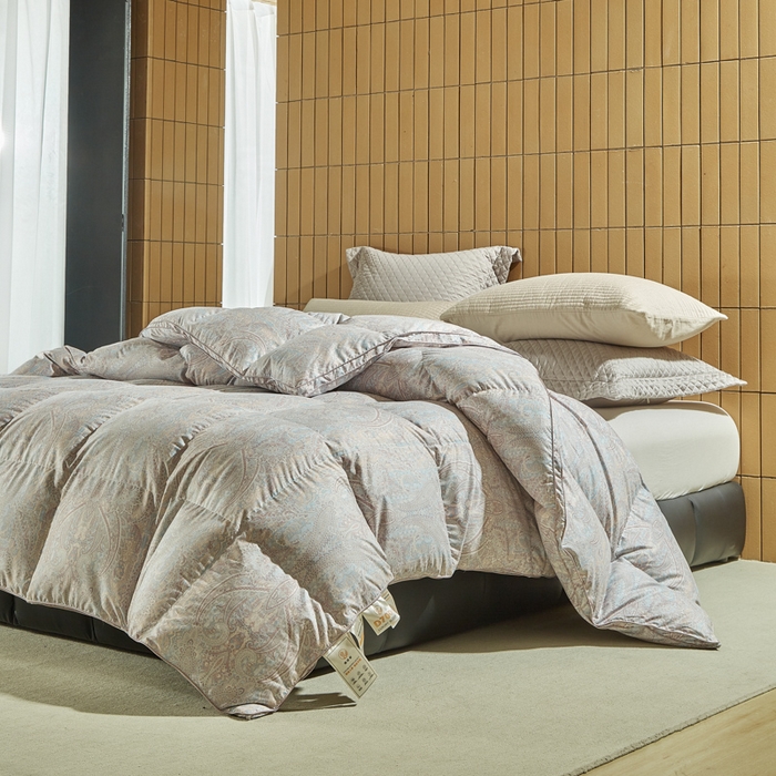 91家纺网 家纺一手货源 找家纺 暖羽屋羽绒馆  2025新款绒子95白鹅绒被子 印花羽绒被芯双人加厚 2米冬被春秋被 浅墨