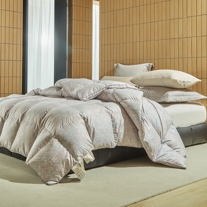 91家纺网 家纺一手货源 找家纺 暖羽屋羽绒馆  2025新款绒子95白鹅绒被子 印花羽绒被芯双人加厚 2米冬被春秋被 浅墨