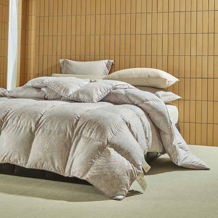 91家纺网 家纺一手货源 找家纺 暖羽屋羽绒馆  2025新款绒子95白鹅绒被子 印花羽绒被芯双人加厚 2米冬被春秋被 浅墨