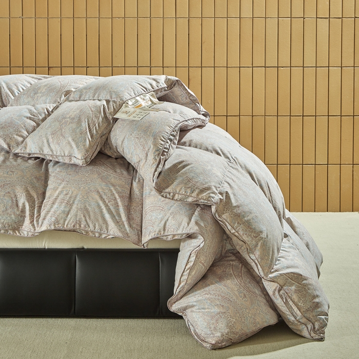 91家纺网 家纺一手货源 找家纺 暖羽屋羽绒馆  2025新款绒子95白鹅绒被子 印花羽绒被芯双人加厚 2米冬被春秋被 浅墨