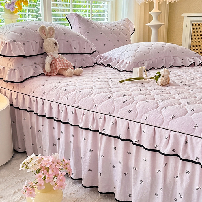 91家纺网 家纺一手货源 找家纺 优家居 2025新品水洗棉全夹棉床裙四件套韩版糯糯棉水洗皱皱纱床罩花边被套枕套直播爆款 粉雾结语