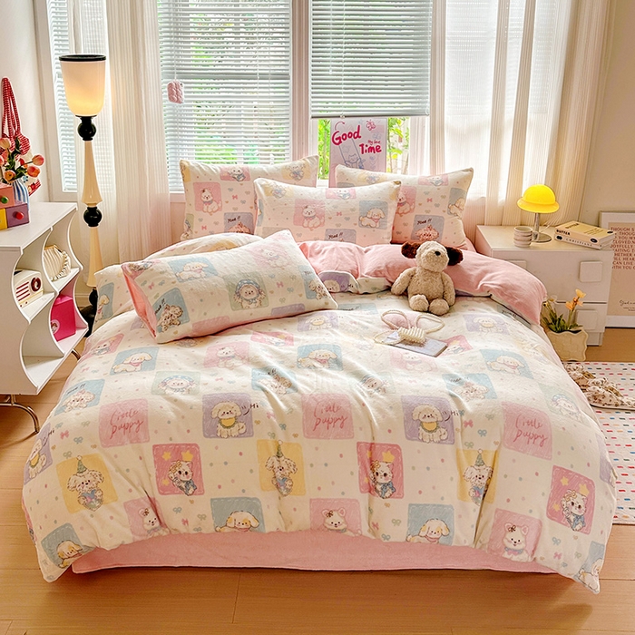 91家纺网 家纺一手货源 找家纺 西引力 2025新款亲肤舒适加厚牛奶绒印花四件套 动物乐园