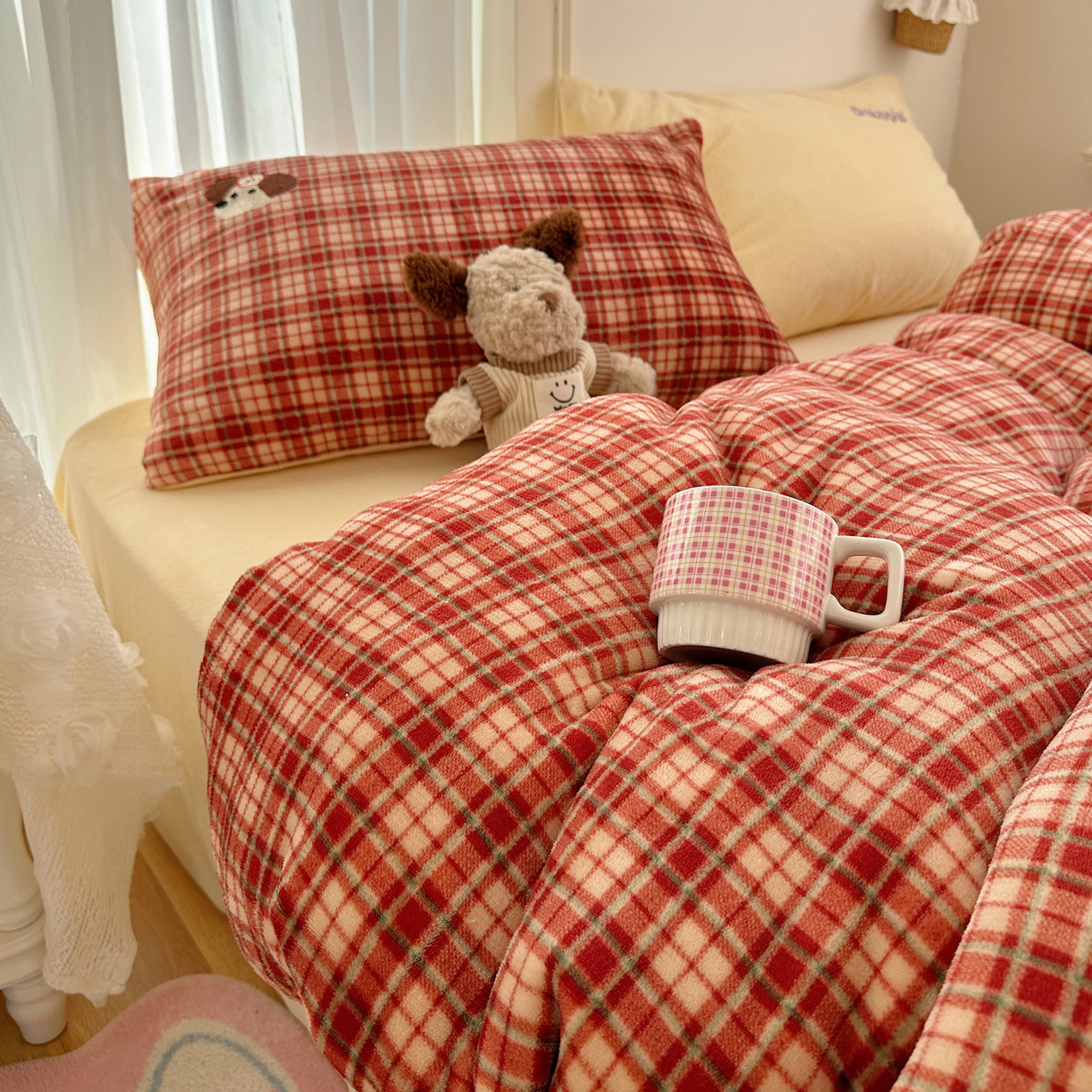 91家纺网 家纺一手货源 找家纺 （总）顾里家纺 2025新款韩系兔毛贴布绣牛奶绒四件套