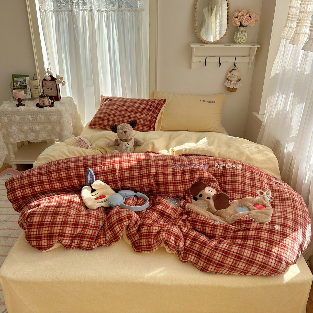 91家纺网 家纺一手货源 找家纺 （总）顾里家纺 2025新款韩系兔毛贴布绣牛奶绒四件套