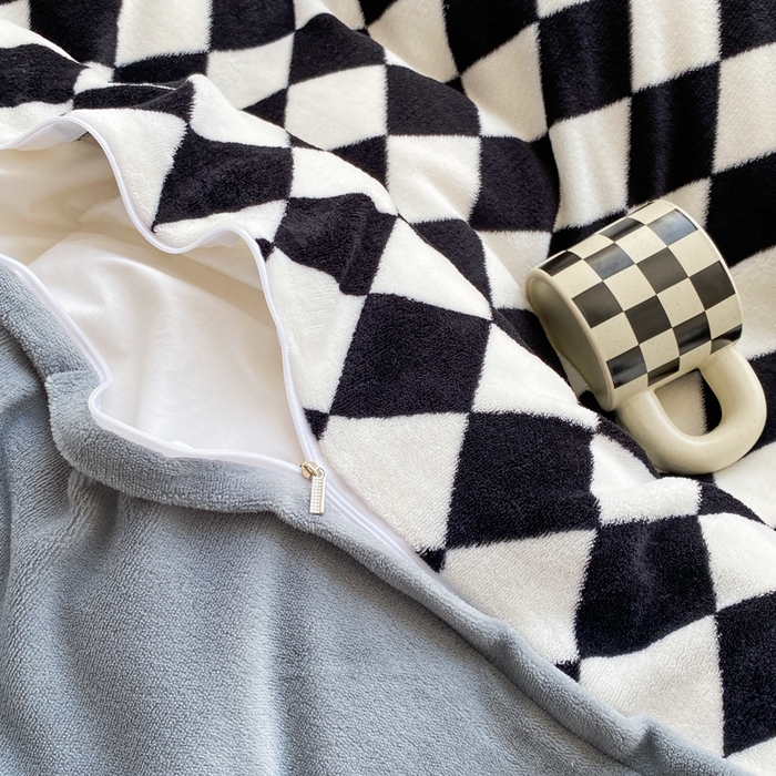 91家纺网 家纺一手货源 找家纺 西引力 2025新款亲肤舒适加厚牛奶绒印花四件套 格子