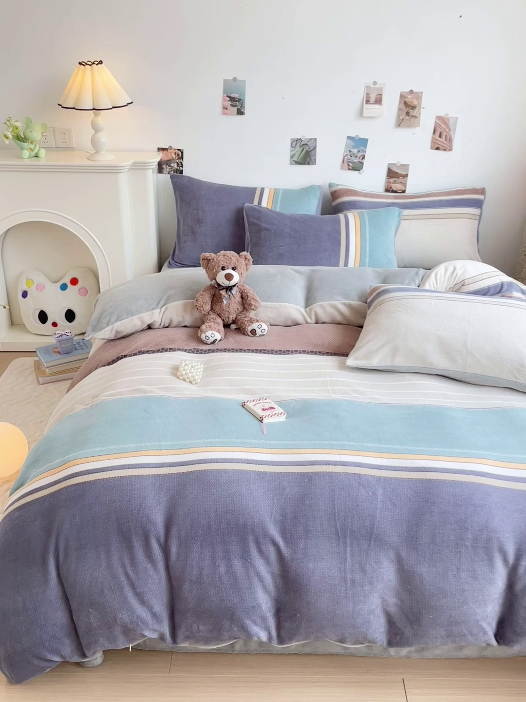 91家纺网 家纺一手货源 找家纺 西引力 2025新款亲肤舒适加厚牛奶绒印花四件套 莫兰迪