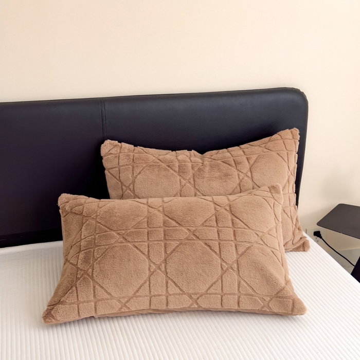 91家纺网 家纺一手货源 找家纺 印季家纺 2025新款双层提花兔毛绒毛毯毯子 提花兔毛绒-咖啡