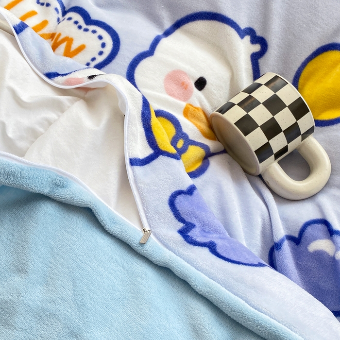 91家纺网 家纺一手货源 找家纺 西引力 2025新款亲肤舒适加厚牛奶绒印花四件套 你好鸭