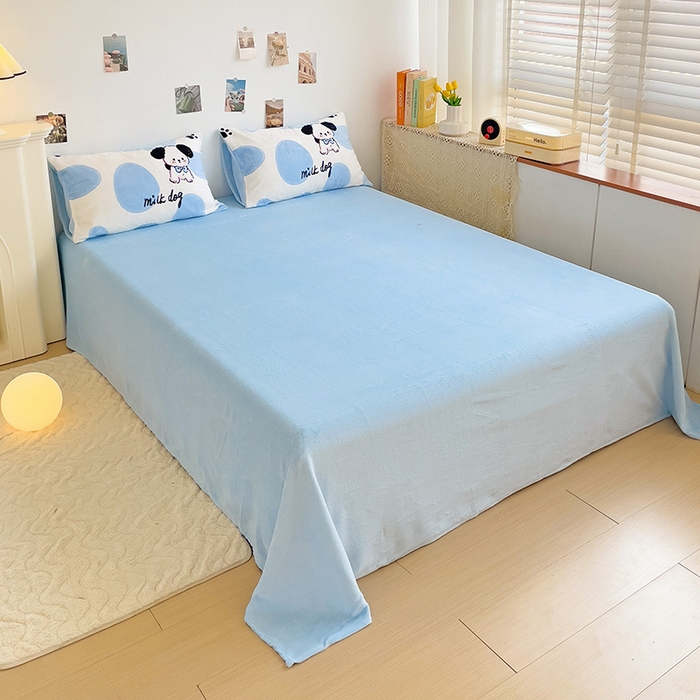 91家纺网 家纺一手货源 找家纺 西引力 2025新款亲肤舒适加厚牛奶绒印花四件套 牛奶狗