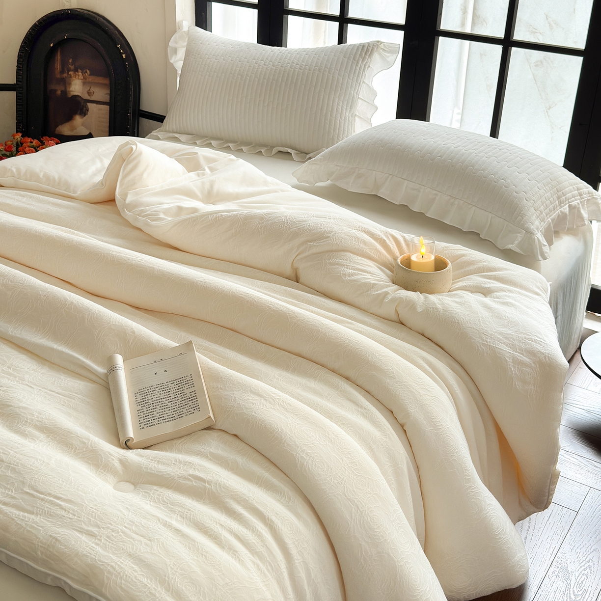 91家纺网 家纺一手货源 找家纺 （总）纯优家纺 2025新款秋冬高温砂洗厚织长绒棉提花软糯被芯春秋被冬被