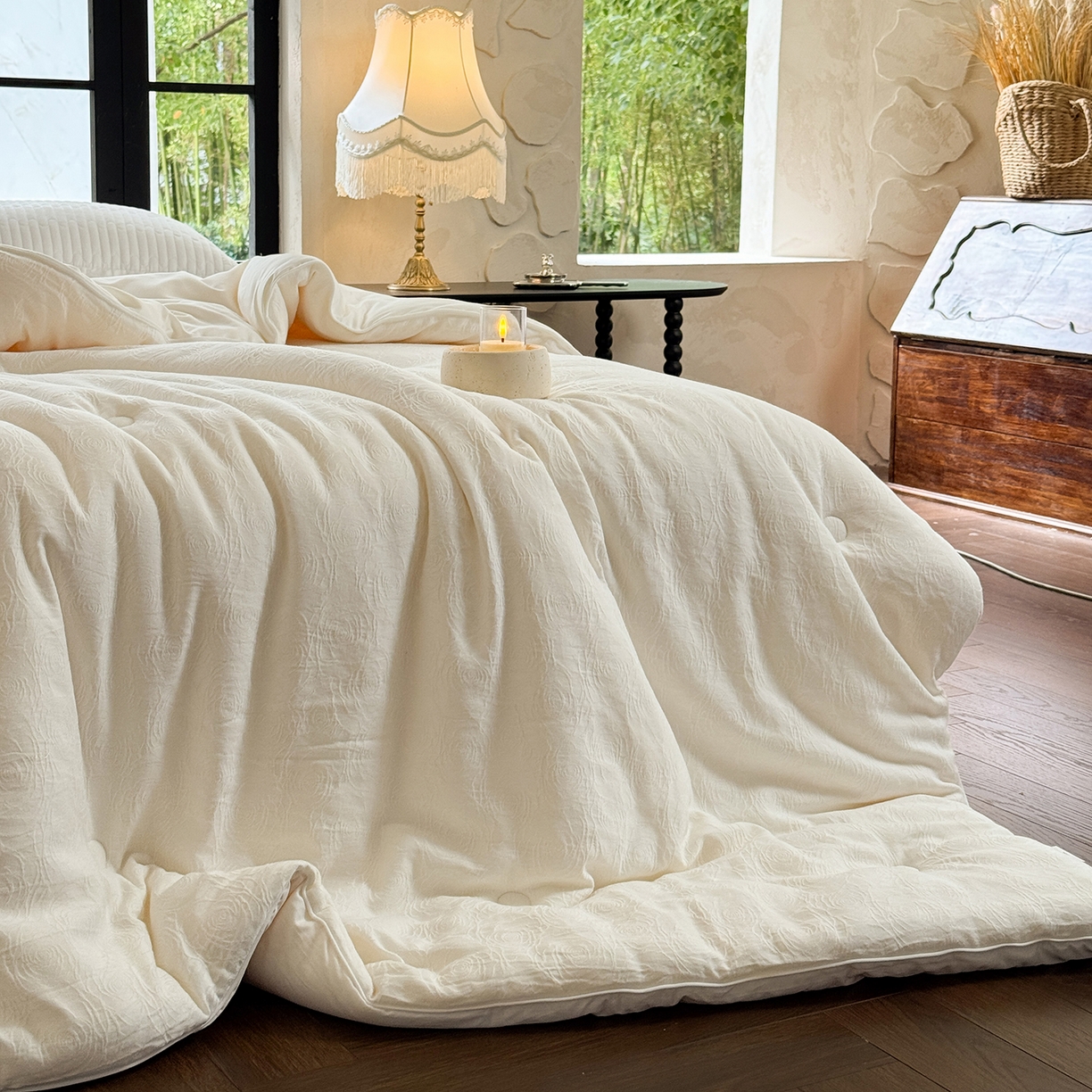 91家纺网 家纺一手货源 找家纺 （总）纯优家纺 2025新款秋冬高温砂洗厚织长绒棉提花软糯被芯春秋被冬被