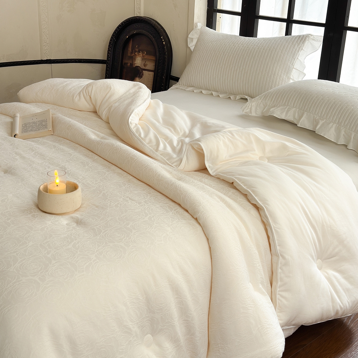 91家纺网 家纺一手货源 找家纺 （总）纯优家纺 2025新款秋冬高温砂洗厚织长绒棉提花软糯被芯春秋被冬被