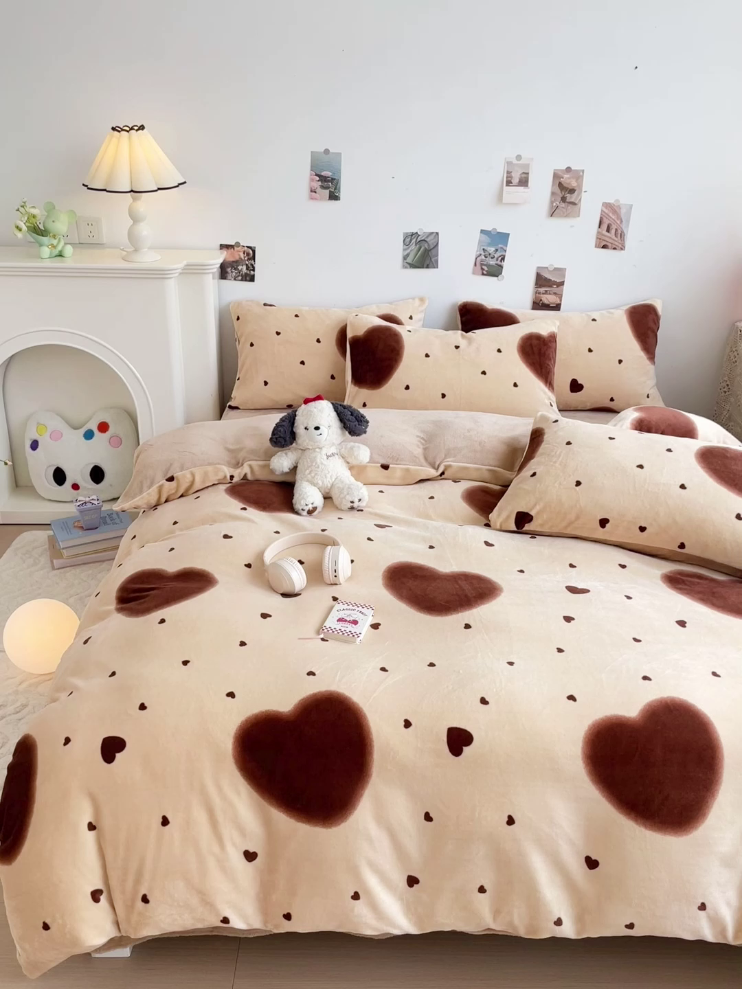 91家纺网 家纺一手货源 找家纺 西引力 2025新款亲肤舒适加厚牛奶绒印花四件套 心动