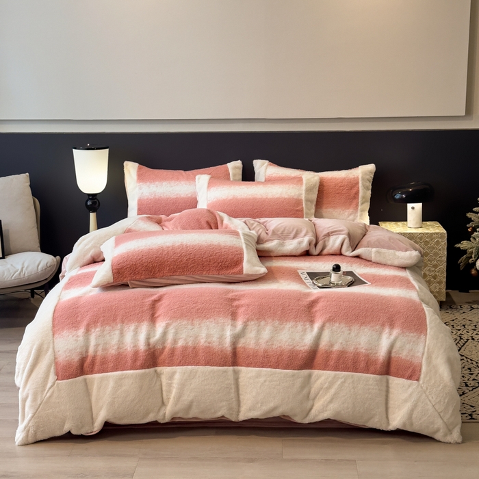 91家纺网 家纺一手货源 找家纺 （总）印季家纺 2025新款羊呢绒兔毛大拼角四件套