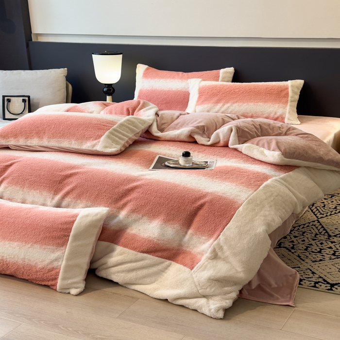 91家纺网 家纺一手货源 找家纺 （总）印季家纺 2025新款羊呢绒兔毛大拼角四件套